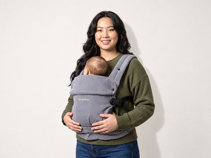 Porte-bébé Pure Velvet gris vu de profil
