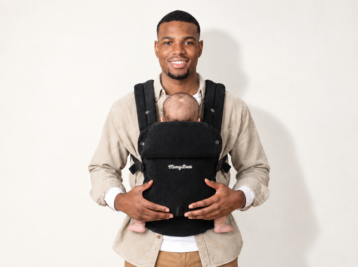 Porte-bébé Pure Velvet noir présenté de face