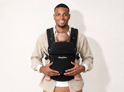 Porte-bébé Pure Velvet noir présenté de face