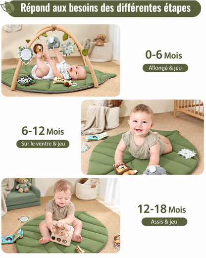 Tapis d'éveil évolutif adapté aux étapes d'éveil de bébé de 0 à 18 mois